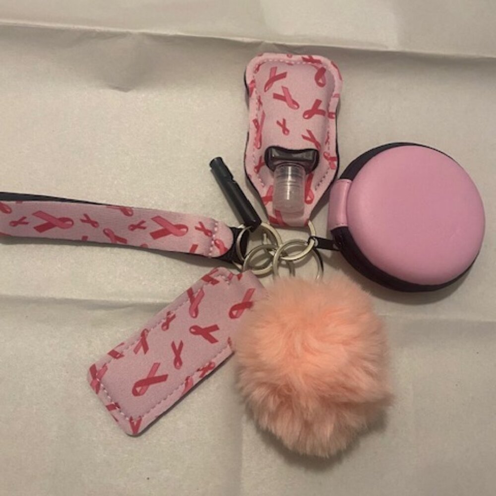 POMPOM BREST CANCER (PINK) KEYCHAIN SET